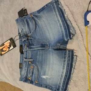 RACHEL Rachel Roy Mid Rise Released Hem Denim Shorts